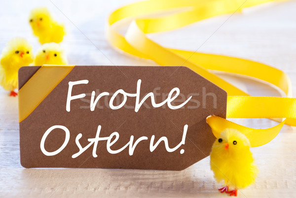 étiquette poussins texte joyeuses pâques une brun [[stock_photo]] © Nelosa