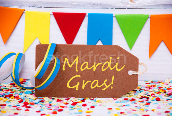 Party Label With Streamer, Text Mardi Gras Stock photo © Nelosa