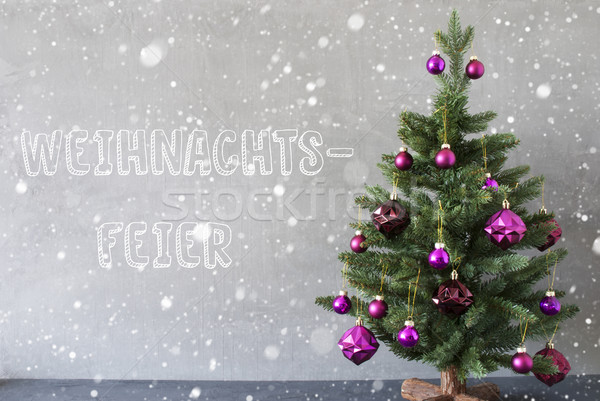 Tree, Snowflakes, Cement Wall, Weihnachtsfeier Means Christmas Party Stock photo © Nelosa