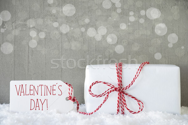 Stockfoto: Geschenk · cement · bokeh · tekst · valentijnsdag · een