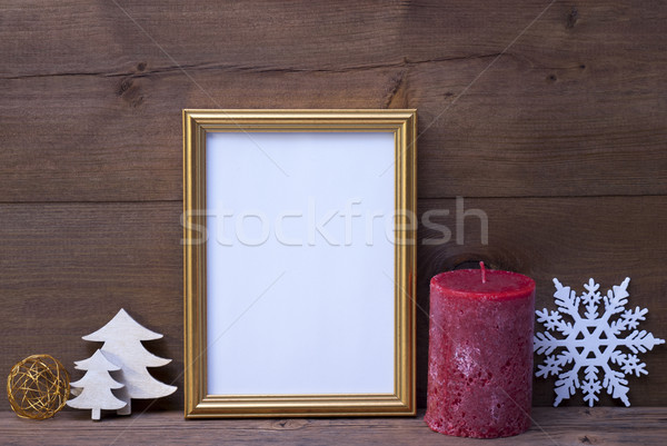 Rahmen Kerze Weihnachten Dekoration Kopie Raum golden Stock foto © Nelosa
