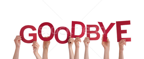 Handen vaarwel veel Rood woord Stockfoto © Nelosa