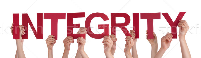 Many People Hands Holding Red Straight Word Integrity Stock photo © Nelosa