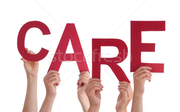Many People Hands Holding Red Word Care Stock photo © Nelosa