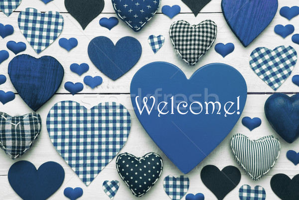 Blue Heart Texture With Welcome Stock photo © Nelosa