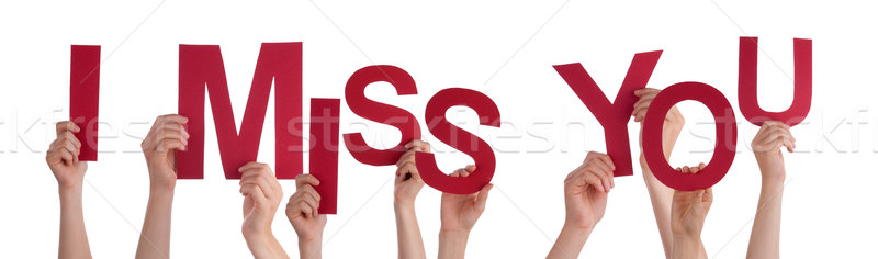Hands Holding Red Word I Miss You Stock photo © Nelosa