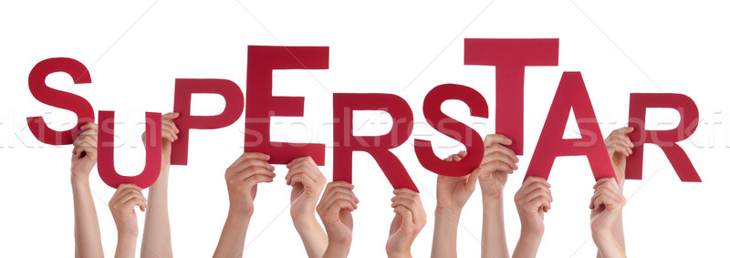 Many People Hands Holding Red Word Superstar  Stock photo © Nelosa