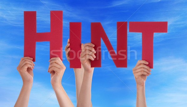 Hands Holding Red Straight Word Hint Blue Sky Stock photo © Nelosa