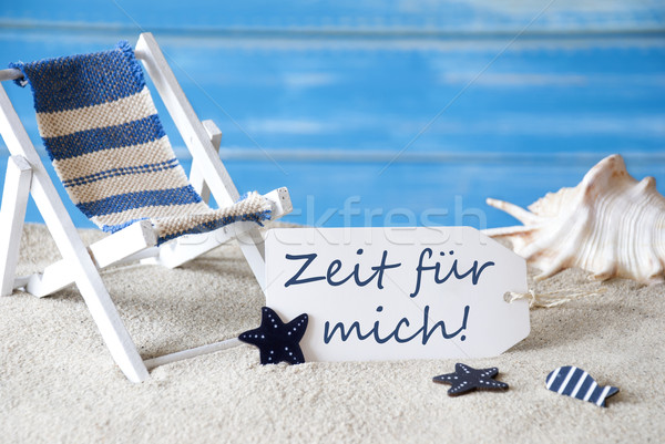 Summer Label With Deck Chair, Zeit Fuer Mich Mean Time For Me Stock photo © Nelosa
