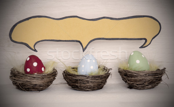 Reflektor három színes húsvéti tojások képregény szöveglufi Stock fotó © Nelosa