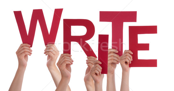 Many People Hands Holding Red Word Write  Stock photo © Nelosa