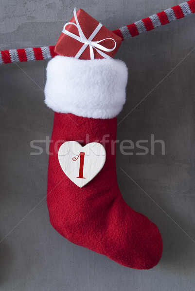 Vertical Nicholas Boot With Gift, Cement Background, First Advent Stock photo © Nelosa
