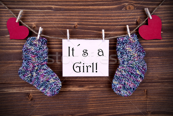 Stock photo: Baby Card with Text It's a Girl