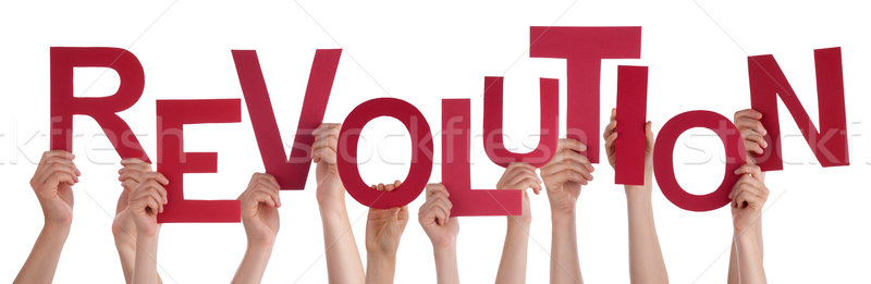 Many People Hands Holding Red Word Revolution  Stock photo © Nelosa