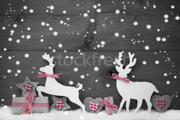 Gray Christmas Decoration, Reindeer Couple In Love, Snowflakes Stock photo © Nelosa