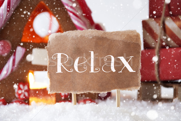 Gingerbread House With Sled, Snowflakes, Text Relax Stock photo © Nelosa