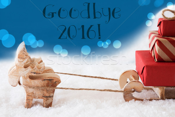 Reindeer With Sled, Blue Background, Text Goodbye 2016 Stock photo © Nelosa