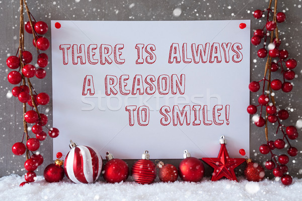 Label, Snowflakes, Christmas Balls, Quote Always Reason To Smile Stock photo © Nelosa