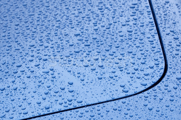 Foto stock: Azul · gota · de · chuva · coberto · veículo · painel