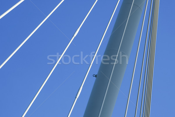 [[stock_photo]]: Suspension · câbles · pont · suspendu · soutien · ciel · bleu · pont