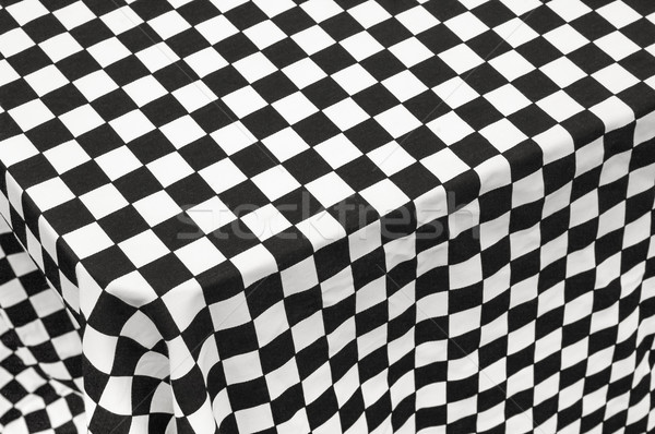 Kockás asztalterítő feketefehér absztrakt háttér fekete Stock fotó © nelsonart