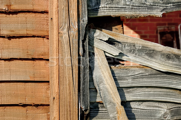 Nieuwe oude schermen houten hout hek Stockfoto © nelsonart