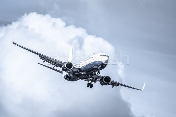 Jet аннотация Cool посадка облачный небе Сток-фото © nelsonart