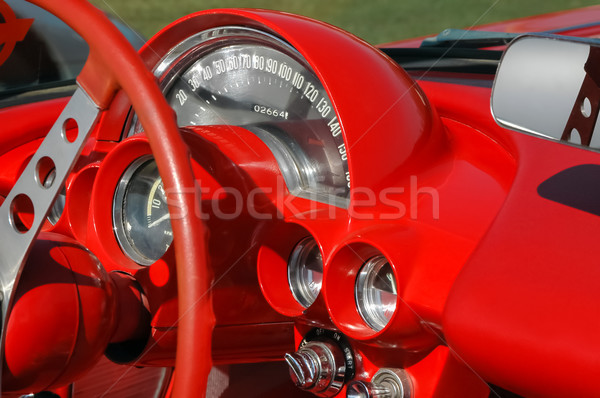 Tablica rozdzielcza jasne czerwony klasyczny samochodu Zdjęcia stock © nelsonart