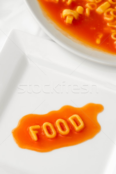 продовольствие пасты письма квадратный пластина оранжевый Сток-фото © nelsonart