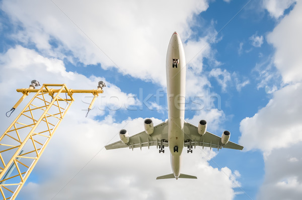 Jet lądowanie widoku lotniska streszczenie samolot Zdjęcia stock © nelsonart