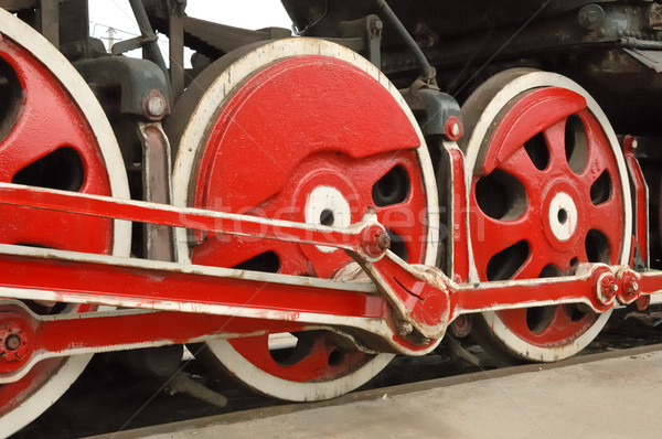 Groß alten Lokomotive Räder Ansicht Stock foto © nemalo