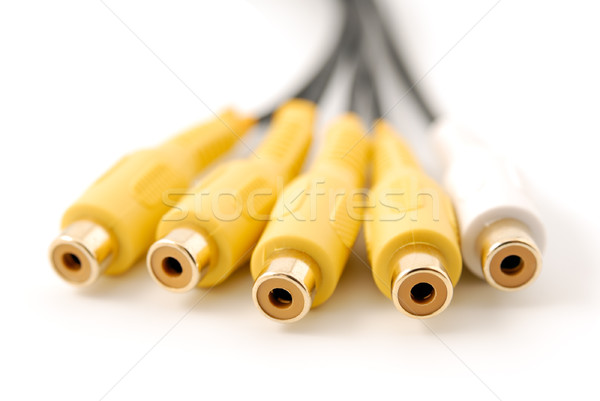 Yellow white audio video RCA plugs Stock photo © nemalo