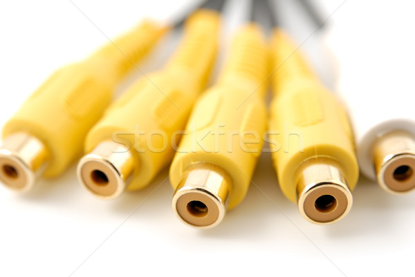 Yellow white audio video RCA plugs Stock photo © nemalo