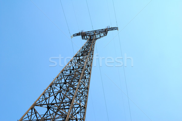 Strom blauer Himmel Hochspannung Bau Technologie Industrie Stock foto © nemalo