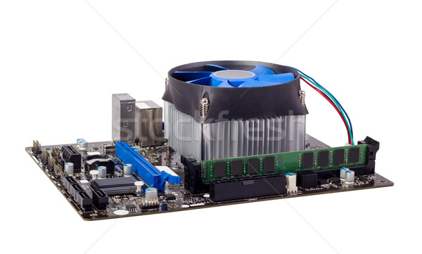 Elektronikus gyűjtemény számítógép alaplap processzor izolált Stock fotó © nemalo