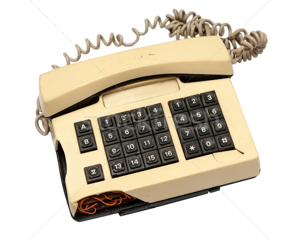 Telephone collection - crashed phone on white background Stock photo © nemalo