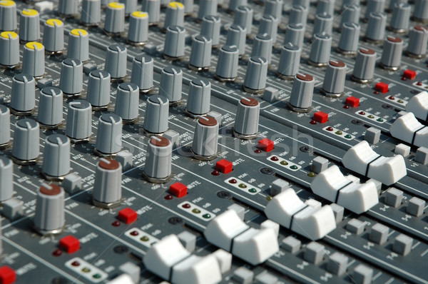 Handles of management of the board of the sound processor (mixer Stock photo © nemalo
