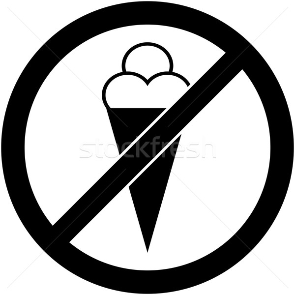 No ice cream, food, eat prohibited symbol. Vector Stock photo © nemalo