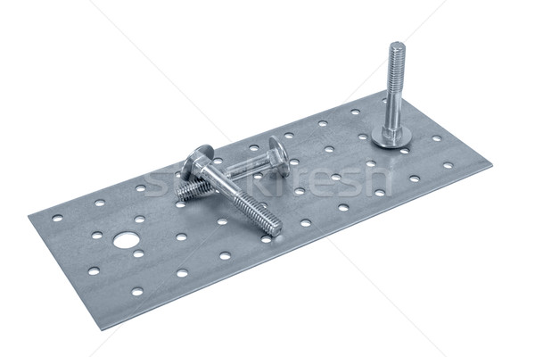 Perforated metal plate furniture screw and nuts Stock photo © nemalo