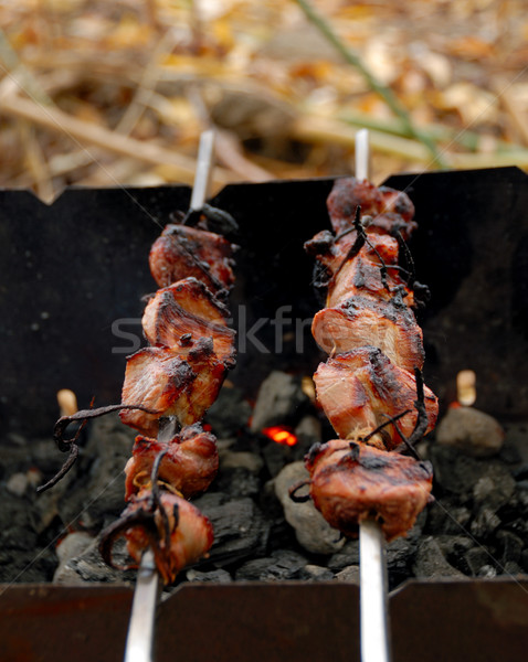 Barbecue carne alimentare fuoco fumo Foto d'archivio © nemalo