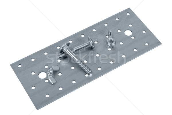 Perforated metal plate furniture screw and nuts Stock photo © nemalo
