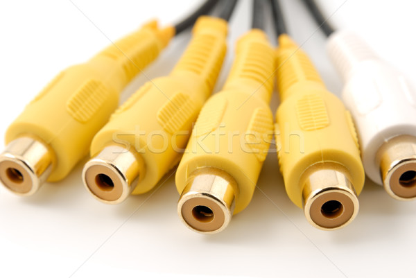 Yellow white audio video RCA plugs Stock photo © nemalo