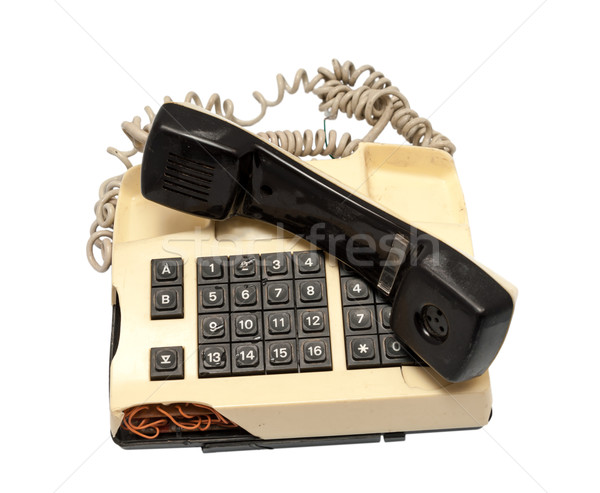 Telephone collection - crashed phone on white background Stock photo © nemalo