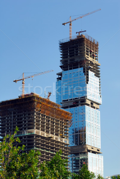 Construction of skyscrapers of the international business centre Stock photo © nemalo