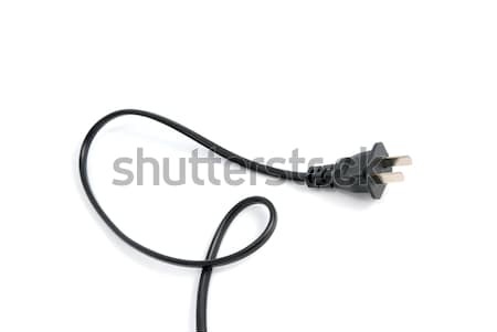Stockfoto: Elektrische · plug · geïsoleerd · witte · zwarte · koord