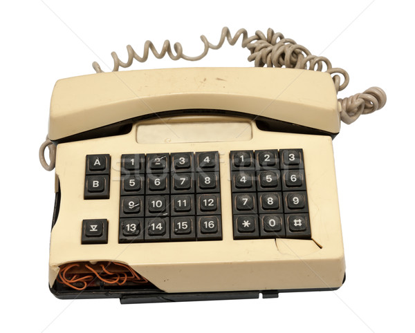 Telephone collection - crashed phone on white background Stock photo © nemalo