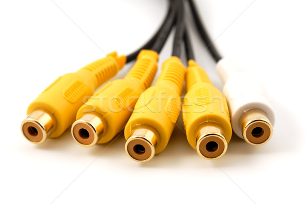 Yellow white audio video RCA plugs Stock photo © nemalo