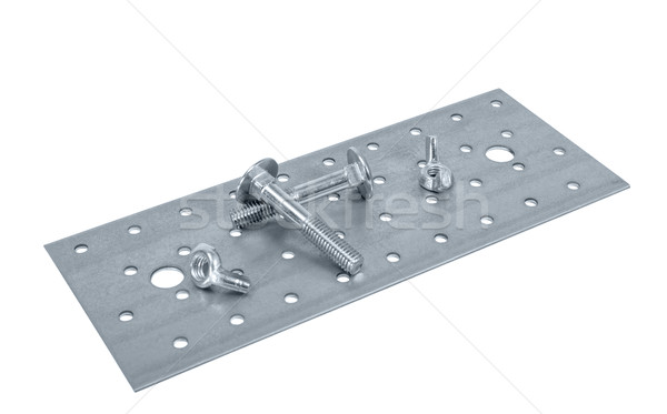 Perforated metal plate furniture screw and nuts Stock photo © nemalo