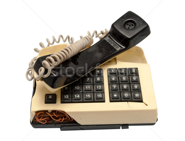 Telephone collection - crashed phone on white background Stock photo © nemalo