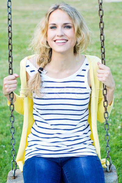 Young blonde girl  at the park Stock photo © nenetus